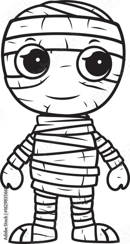 Standing Mummy Wrapped in Black Cloth Vector Logo Icon Standing Mummy Wrapped in Bandages Vector Black Icon Design