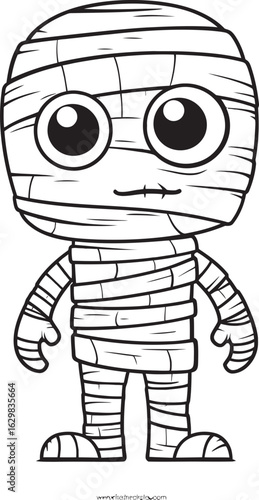 Standing Mummy Silhouette Wrapped in Bandages Vector Black Logo Vector Black Logo of Standing Mummy Bandaged from Head to Toe