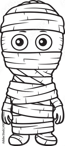 Black Vector Logo Icon of Standing Mummy Covered in Bandages Standing Mummy in Bandage Wrap Vector Black Logo Icon