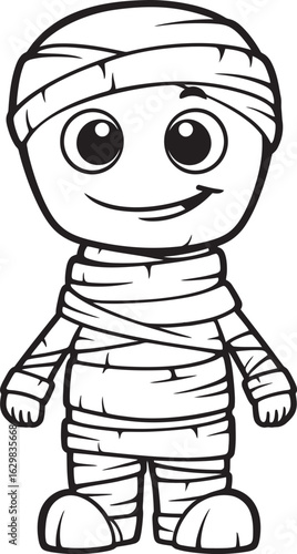 Standing Mummy Wrapped Tightly in Bandages Vector Black Logo Black Vector Logo Icon of Standing Mummy Covered in Bandages