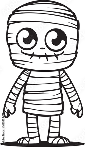 Standing Mummy Wrapped in Detailed Bandage Strips Vector Icon Standing Mummy Wrapped Tightly in Bandages Vector Black Logo