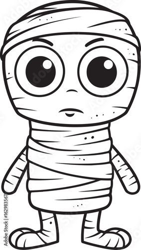 Vector Black Logo of Standing Mummy Wrapped in Cloth Bandages Standing Mummy Wrapped Head to Toe Vector Black Logo Icon