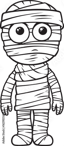 Standing Mummy in Bandage Wrap Vector Black Logo Icon Vector Black Logo of Standing Mummy Wrapped in Cloth Bandages