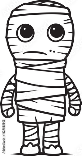 Full Body Bandage Wrapped Standing Mummy Vector Black Logo Standing Mummy with Intricate Bandage Wrap Vector Black Icon