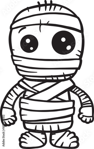 Standing Mummy with Intricate Bandage Wrap Vector Black Icon Black Vector Icon of Standing Mummy Covered in Bandages