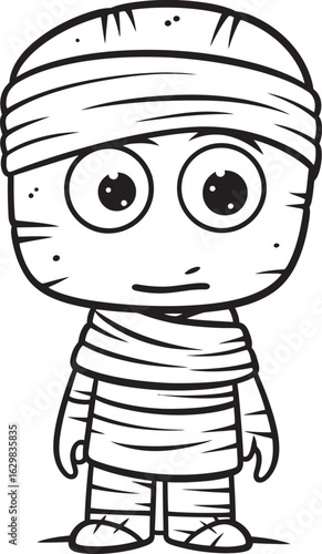 Standing Mummy Wrapped Tightly in Bandages Vector Black Icon Black Silhouette Logo of Standing Mummy with Bandage Wrapping