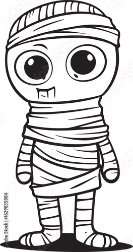 Standing Mummy Wrapped in Strips of Bandages Vector Black Icon Standing Mummy in Full Bandage Coverage Vector Black Logo