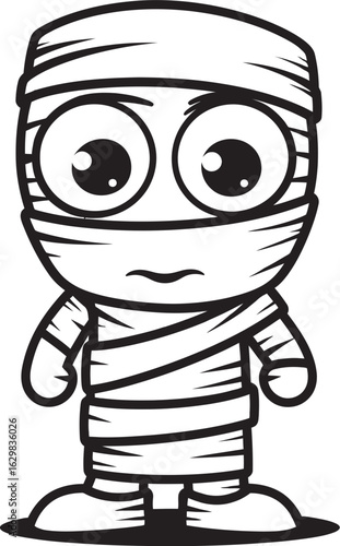 Vector Icon of Standing Mummy Fully Wrapped in Bandages Standing Mummy Wrapped in Layers Vector Black Logo Icon