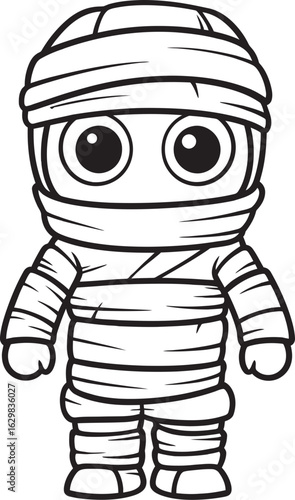 Standing Mummy Wrapped in Bandages Vector Black Icon Design Vector Icon of Standing Mummy Fully Wrapped in Bandages