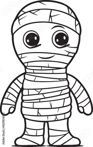 Standing Mummy Wrapped in Layers Vector Black Logo Icon Black Vector Logo Icon of Standing Mummy in Bandage Wrap