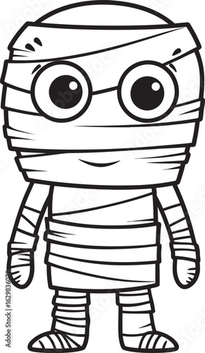 Standing Mummy Wrapped in Strips Vector Black Logo Icon Black Vector Logo of Standing Mummy Covered in Cloth Bandages