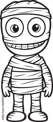 Standing Mummy Wrapped in Detailed Bandages Vector Black Icon Vector Black Logo of Standing Mummy in Full Bandage Wrap