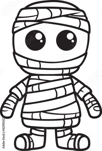 Standing Mummy Covered in Bandages Vector Black Logo Icon Black Vector Icon of Standing Mummy Fully Wrapped in Bandages