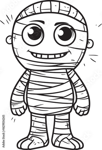 Vector Icon of Standing Mummy Fully Wrapped in Bandages Standing Mummy Wrapped in Bandages Vector Black Logo Design