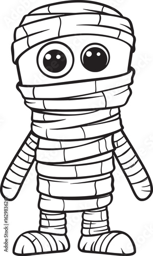 Black Vector Logo of Standing Mummy with Bandage Wrap Standing Mummy Wrapped in Detailed Cloth Bandages Vector Icon