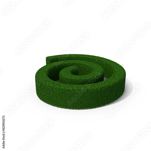 Top View of Spiral Shaped Green Hedge Isolated on Transparent Background