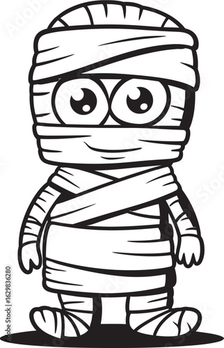 Standing Mummy Wrapped in Bandages Vector Black Logo Design Black Vector Logo Icon of Standing Mummy Wrapped Tightly