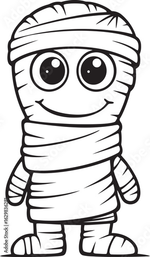 Vector Black Logo of Standing Mummy Wrapped in Bandages Standing Mummy Wrapped in Tight Cloth Bandages Vector Icon