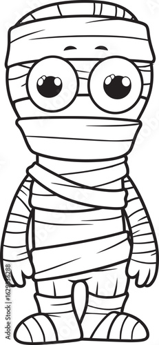 Standing Mummy Wrapped in Strips Vector Black Logo Icon Vector Black Logo of Standing Mummy Wrapped in Bandages