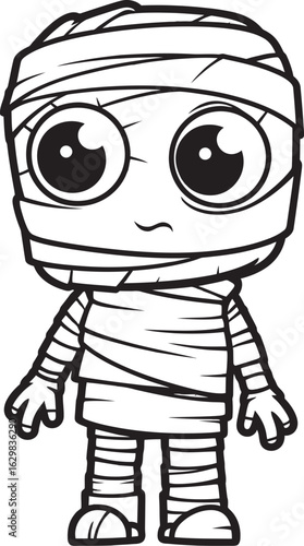 Black Vector Logo of Standing Mummy Wrapped in Bandage Strips Standing Mummy Covered in Bandages Vector Black Logo Icon