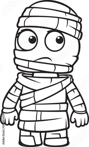 Standing Mummy Wrapped in Tight Cloth Bandages Vector Icon Black Vector Logo of Standing Mummy Wrapped in Bandage Strips