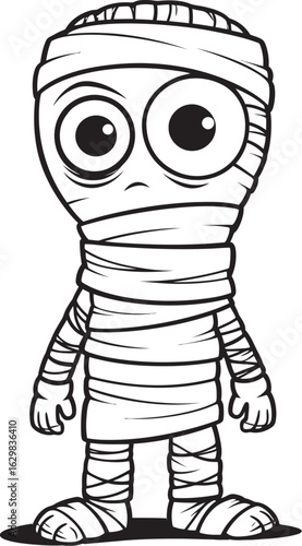 Vector Black Logo Icon of Standing Mummy in Bandage Wrap Standing Mummy Wrapped in Cloth Bandages Vector Black Logo