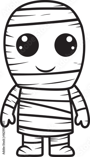 Black Vector Logo of Standing Mummy Wrapped Fully in Bandages Standing Mummy Wrapped in Bandages Vector Black Icon