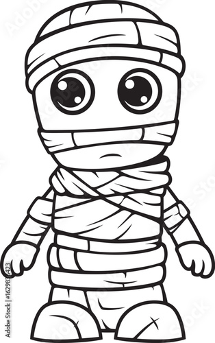 Standing Mummy Wrapped in Bandages Vector Black Icon Vector Black Logo of Standing Mummy with Bandage Wrap