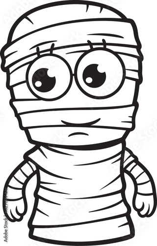 Vector Black Logo of Standing Mummy with Bandage Wrap Standing Mummy Wrapped in Cloth Bandages Vector Black Icon