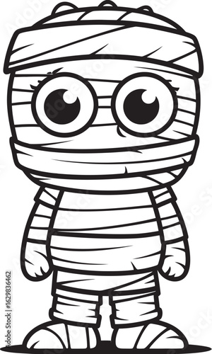 Standing Mummy Wrapped in Cloth Bandages Vector Black Icon Black Vector Logo of Standing Mummy Wrapped Head to Toe