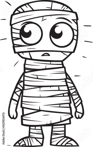 Standing Mummy Wrapped in Bandages Vector Black Logo Vector Icon of Standing Mummy with Full Bandage Wrap