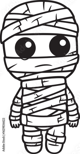 Standing Mummy Wrapped in Bandages Vector Black Icon Black Vector Logo of Standing Mummy Fully Wrapped in Bandages