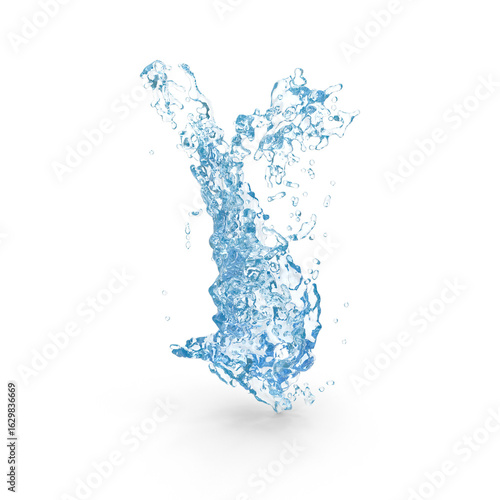 Vertical Water Splash Isolated on Transparent Background