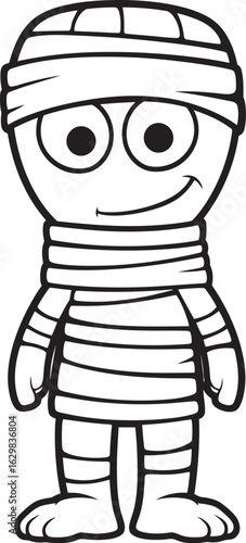 Standing Mummy Wrapped in Detailed Bandages Vector Black Icon Standing Mummy Wrapped in Bandages Vector Black Logo Icon