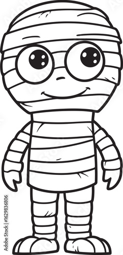 Full Body Bandaged Mummy Standing Vector Black Design Logo Black Vector Icon of Standing Mummy Covered in Bandages