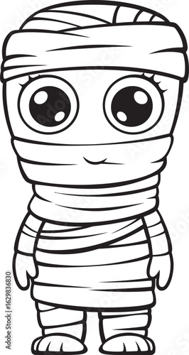 Black Vector Icon of Standing Mummy Covered in Bandages Standing Mummy Silhouette Wrapped in Bandages Vector Logo