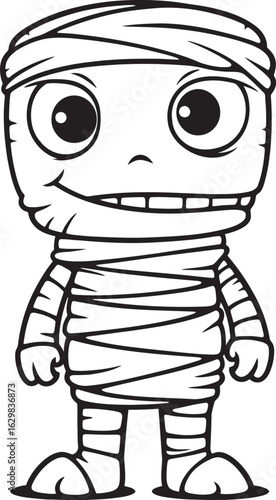 Detailed Bandage Wrapped Standing Mummy Vector Black Icon Standing Mummy Wrapped in Cloth Bandages Vector Black Logo