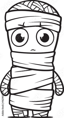 Standing Mummy Wrapped in Layers of Bandages Vector Logo Black Vector Logo of Standing Mummy Covered in Cloth Wrap