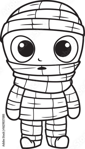 Black Silhouette Logo of Standing Mummy Wrapped in Cloth Standing Mummy Covered in Bandages Vector Black Icon Design