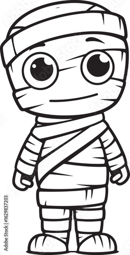 Vector Black Icon of Standing Mummy Wrapped in Cloth Strips Standing Mummy Wrapped in Detailed Bandage Wrap Vector Logo