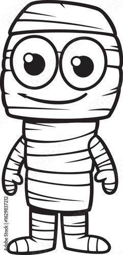 Standing Mummy Wrapped in Layers of Bandages Vector Icon Vector Black Logo of Standing Mummy Covered in Bandages