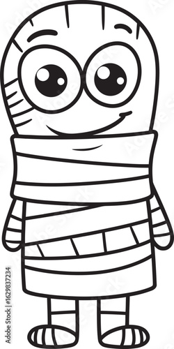 Standing Mummy Wrapped in Bandages Vector Black Silhouette Vector Logo of Standing Mummy Wrapped from Head to Toe