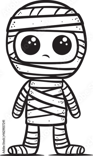 Vector Black Logo of Standing Mummy Covered in Bandages Standing Mummy Wrapped in Bandages Vector Black Logo Icon