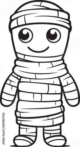 Standing Mummy Wrapped in Bandages Vector Black Logo Icon Black Silhouette Logo of Standing Mummy Wrapped Fully