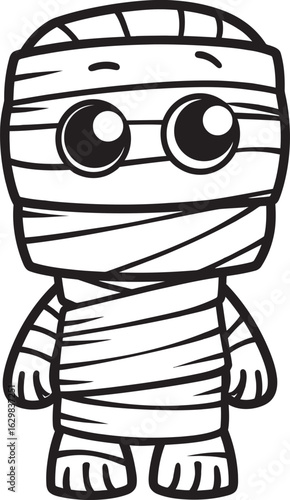 Standing Mummy Wrapped Tightly in Bandages Vector Black Icon Vector Black Logo of Standing Mummy Wrapped in Bandages