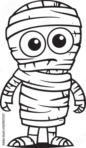 Standing Mummy Wrapped in Bandage Strips Vector Black Logo Black Vector Icon of Standing Mummy Fully Covered in Bandages