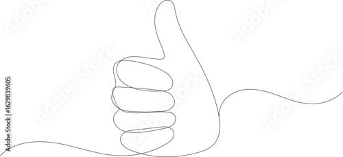Vector art of minimalist line art of a thumb up gesture isolated on white background