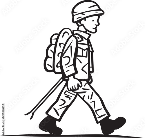 Soldier Walking with Gun Vector Black Logo Walking Soldier Armed Vector Black Icon