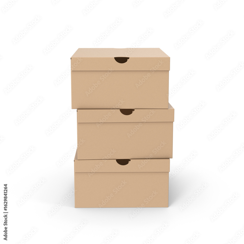 Obraz premium Stack of Cardboard Shoe Boxes Isolated on Transparent Background