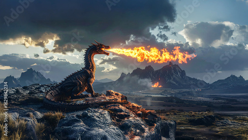 Wallpaper Mural Der Zorn des Drachen. Generative AI Torontodigital.ca